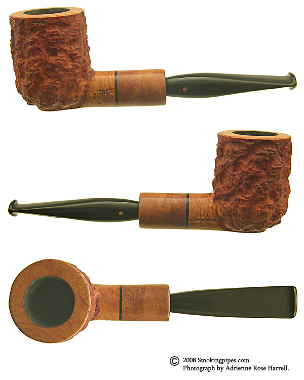 Radice Twin Bore Oil Cured Bark Billiard with Briar Shank Extension (O)