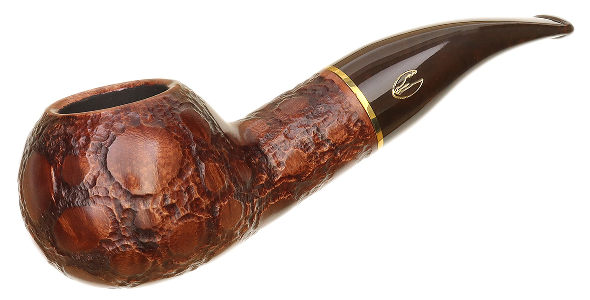 Custom Savinelli 320 Alligator selling (Brown w/ Blue Stem) Estate Tobacco Pipe - Italy