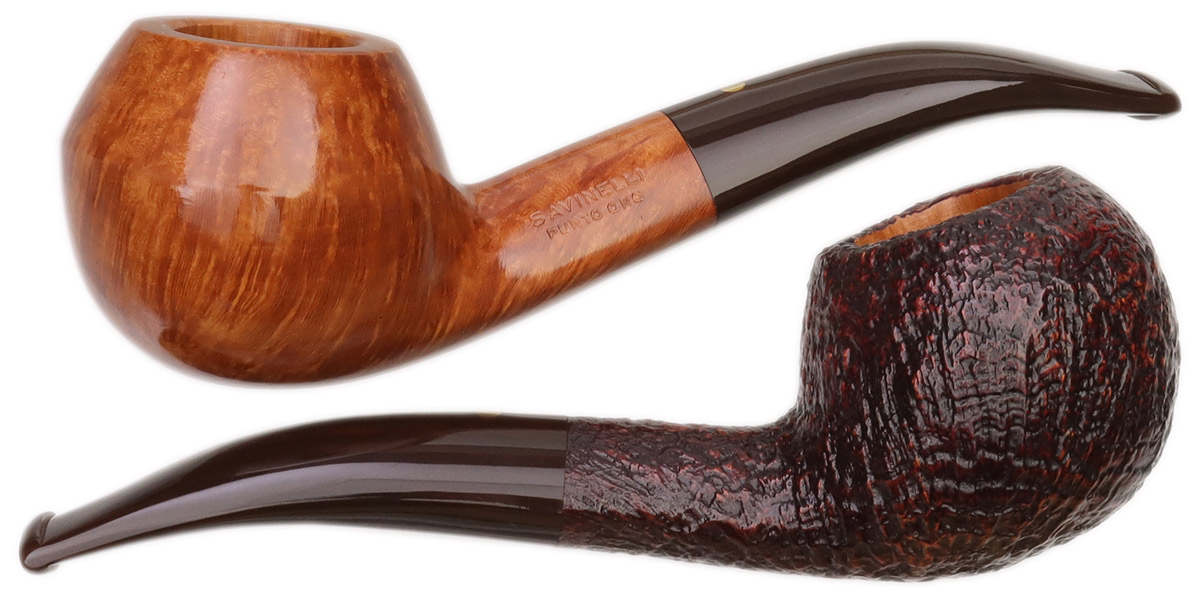 Savinelli Punto Oro Natural & Sandblasted (673 KS) (2 Pipe Set) (35/50)