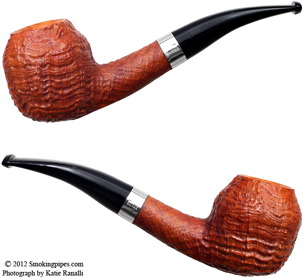 Savinelli Milano Handmade Sandblasted Bent Apple with Silver (6mm)