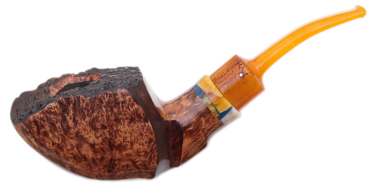 eg tobacco Partially Rusticated Bent Dublin (EG) Tobacco Pipe