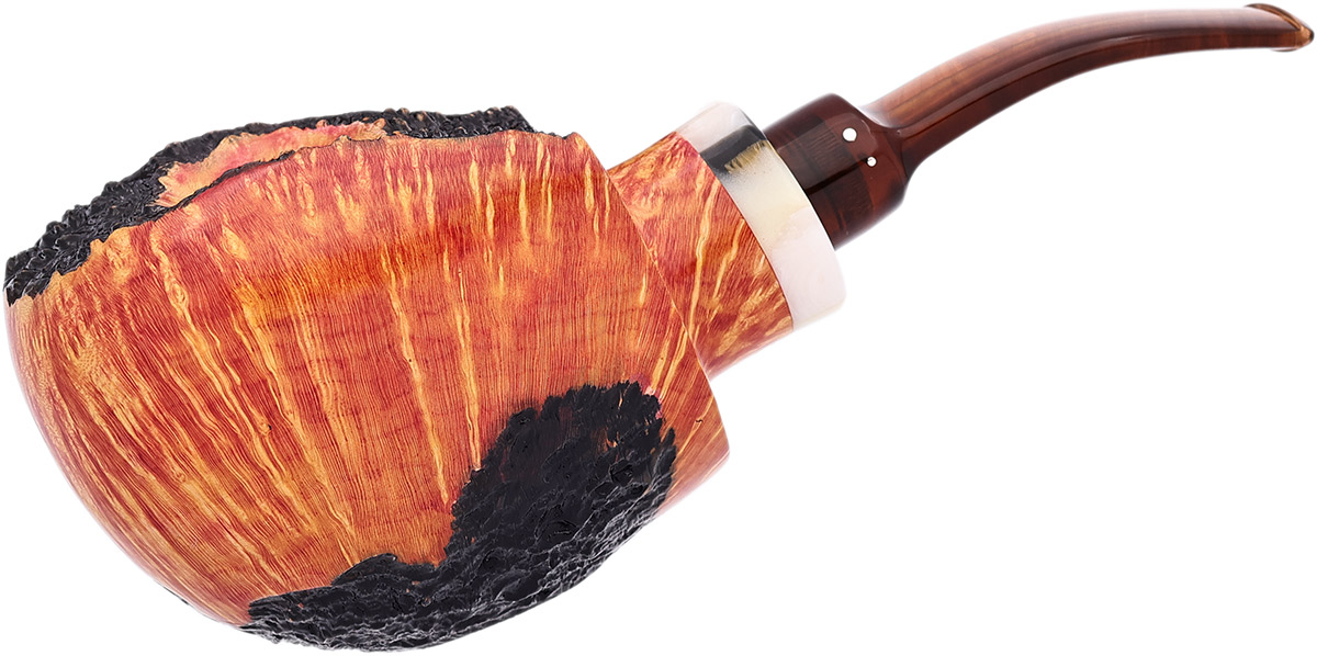 Partially Rusticated Bent Pot (EG) (9mm) Tobacco Pipe