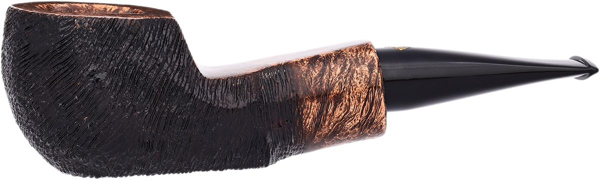 Crown Partially Rusticated Bent Pot Sitter (Viking) Tobacco Pipe