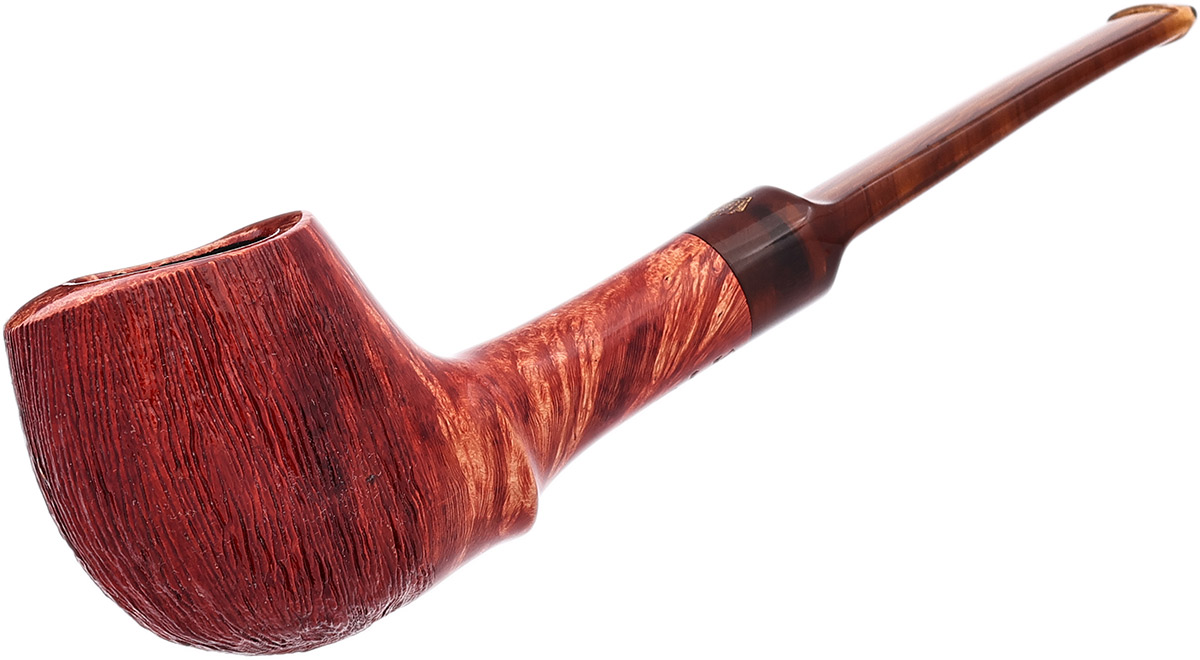 Crown Partially Rusticated Bent Billiard (Viking) Tobacco Pipe