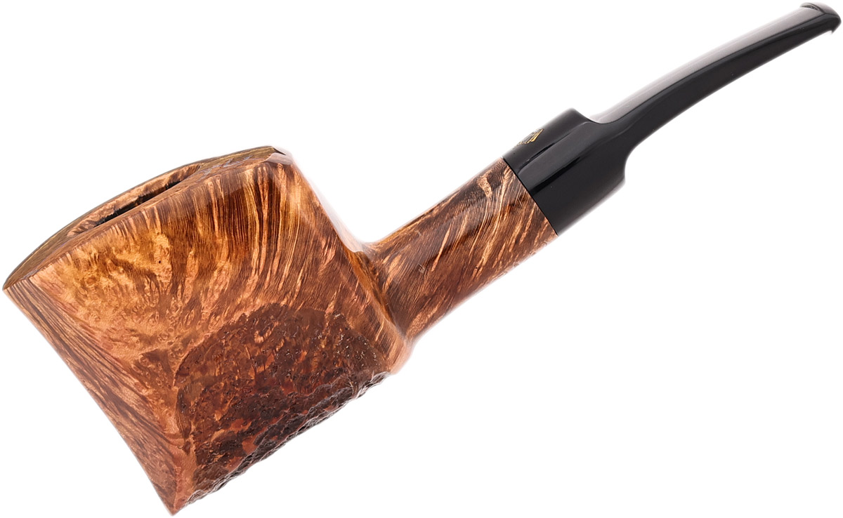 Crown Partially Rusticated Paneled Bent Pot (Viking) Tobacco Pipe