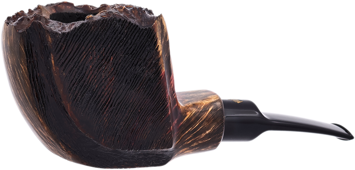 Crown Partially Rusticated Paneled Bent Dublin Sitter (Viking) (9mm) Tobacco Pipe