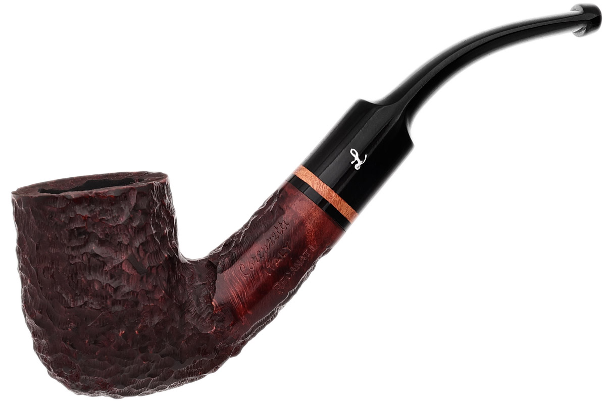 Lorenzetti Rusticated Bent Billiard with Briar Ring (Saddle Stem) (9mm)