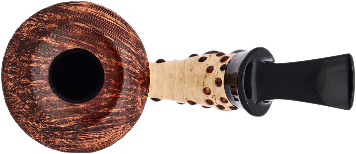 Xin Pipes Partially Sandblasted Bent Dublin Sitter with Bamboo