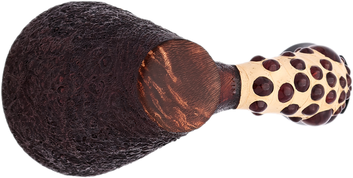 Xin Pipes Partially Sandblasted Bent Dublin Sitter with Bamboo