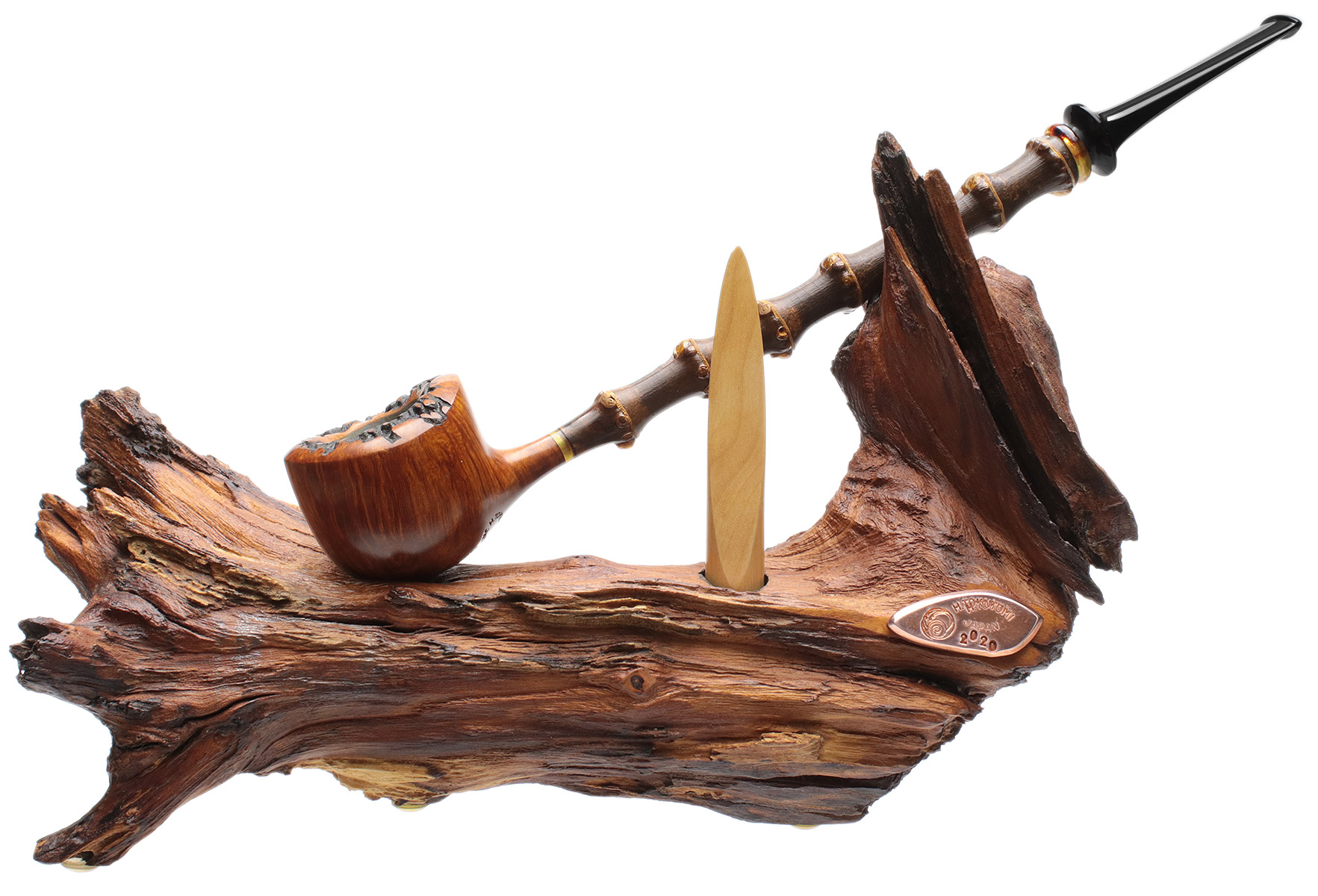 Tokutomi Smooth Pot with Bamboo (Hiro) (with Tamper and Stand)
