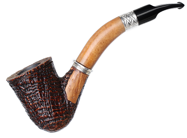 Ser Jacopo Calumet Sandblasted Bent Dublin with Silver (1) (S2) (D)