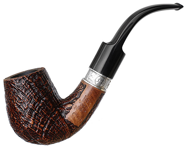 Ser Jacopo Opus Sandblasted Bent Billiard with Silver (S2) (C) (Maxima)