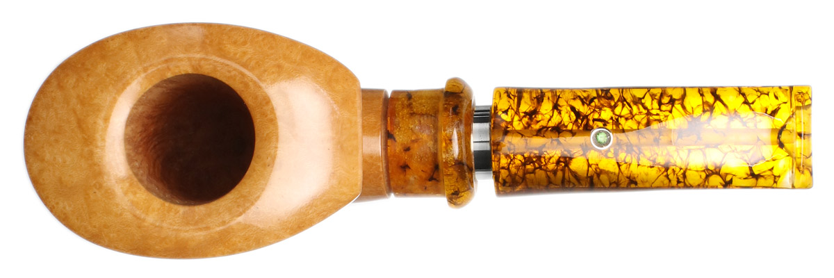 tobacco smeraldo Gem Series Amber Delecta Smooth Fiammata (Smeraldo) Smooth Bent Dublin with  Silver (C) Tobacco Pipe