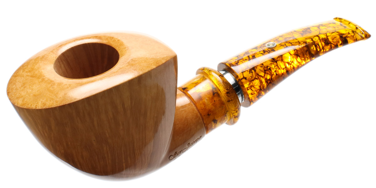 tobacco smeraldo Gem Series Amber Delecta Smooth Fiammata (Smeraldo) Smooth Bent Dublin with  Silver (C) Tobacco Pipe