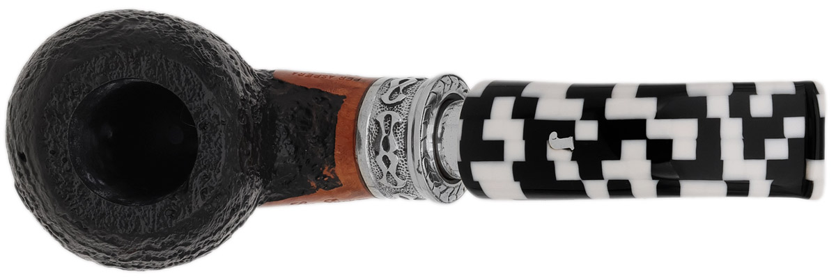 Ser Jacopo Albus et Niger Delecta Sandblasted Bent Apple with Silver (S1) (D)