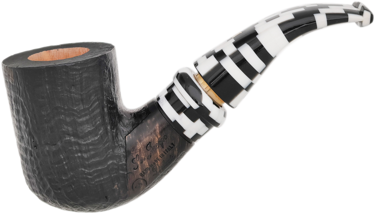 Ser Jacopo Albus et Niger Delecta Sandblasted Bent Billiard with Silver (S1) (D)