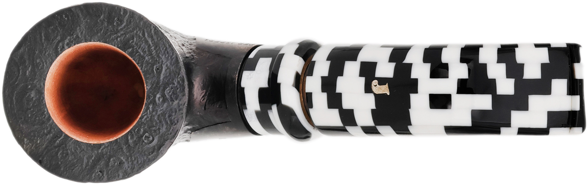 Ser Jacopo Albus et Niger Delecta Sandblasted Bent Billiard with Silver (S1) (D)