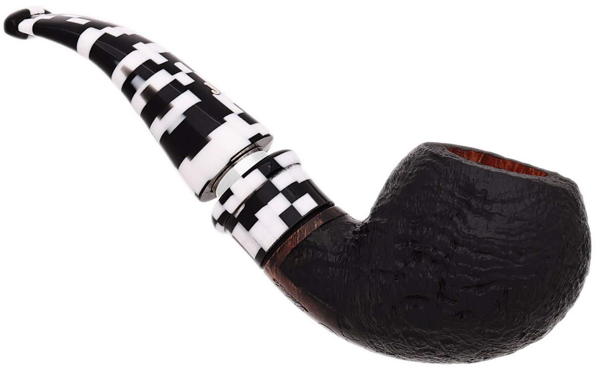 Ser Jacopo Albus et Niger Delecta Sandblasted Bent Apple with Silver (S1) (D) (9mm)