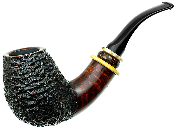 Tonni Nielsen Partially Rusticated Bent Brandy with Boxwood and Horn and Black Palm