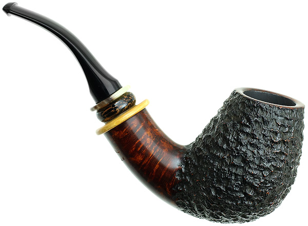 Tonni Nielsen Partially Rusticated Bent Brandy with Boxwood and Horn and Black Palm