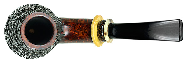 Tonni Nielsen Partially Rusticated Bent Brandy with Boxwood and Horn and Black Palm