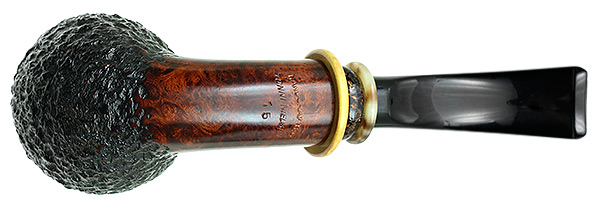 Tonni Nielsen Partially Rusticated Bent Brandy with Boxwood and Horn and Black Palm