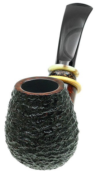 Tonni Nielsen Partially Rusticated Bent Brandy with Boxwood and Horn and Black Palm