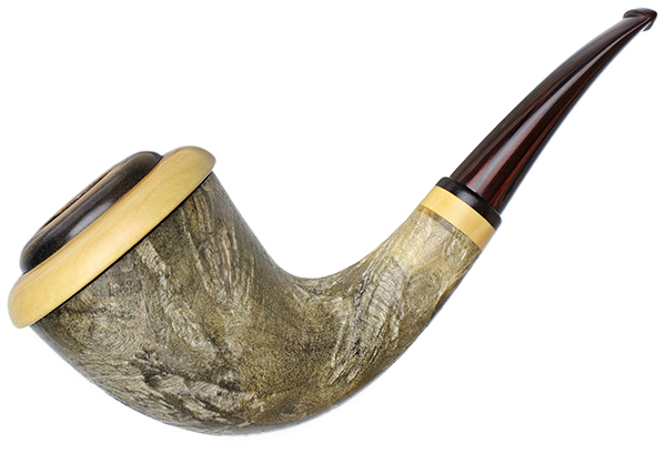 Tonni Nielsen Sandblasted Buckeye Burl Calabash with Boxwood and Blackwood (Viking)