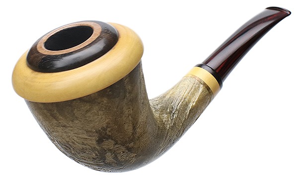 Tonni Nielsen Sandblasted Buckeye Burl Calabash with Boxwood and Blackwood (Viking)