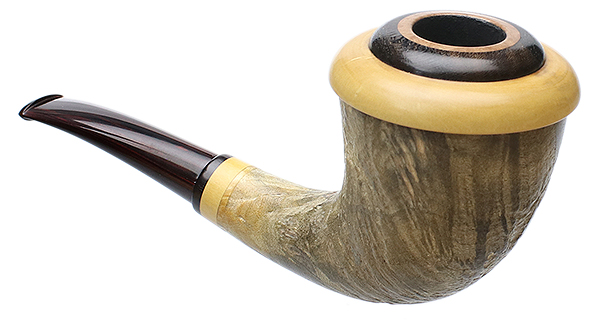 Tonni Nielsen Sandblasted Buckeye Burl Calabash with Boxwood and Blackwood (Viking)
