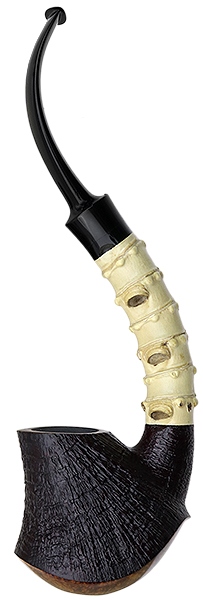 Todd Johnson Partially Sandblasted Samurai Volcano Sitter with Bamboo (Hoplite)