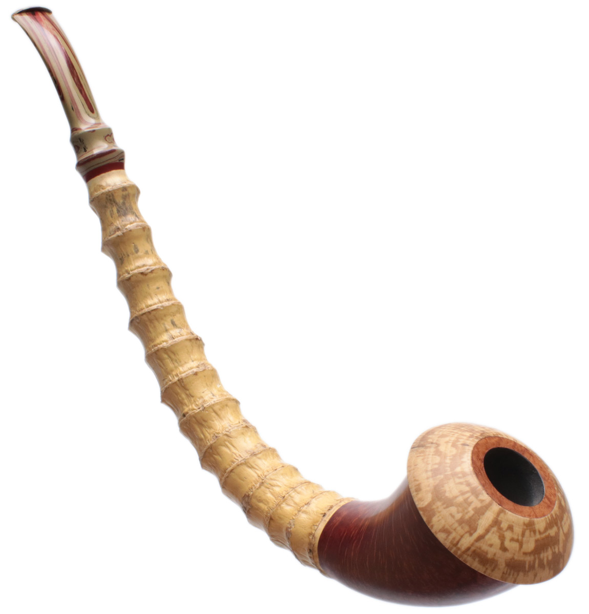 Todd Johnson Smooth Calabash Churchwarden with Bamboo and Beechwood (Phalanx) (Q)