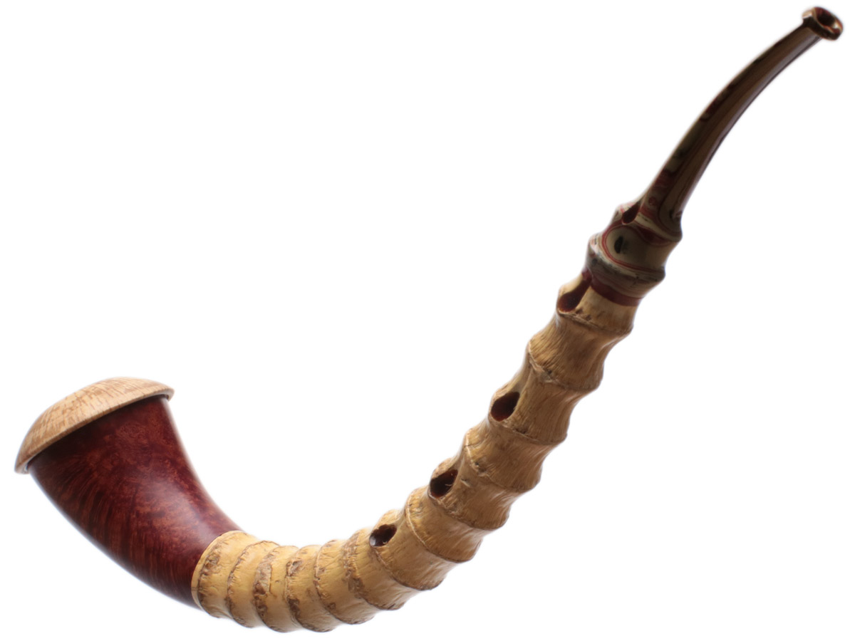 Todd Johnson Smooth Calabash Churchwarden with Bamboo and Beechwood (Phalanx) (Q)