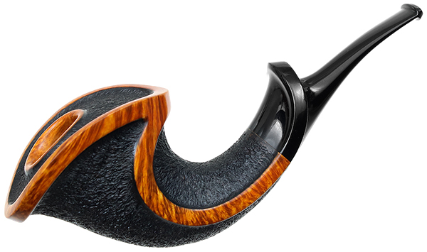 Kent Rasmussen: Partially Rusticated Freehand Horn Tobacco Pipe