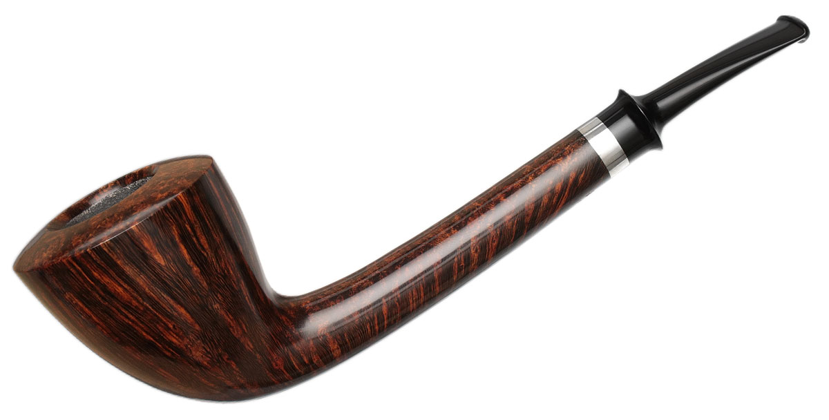 Tom Eltang Smooth Long Shank Bent Dublin with Silver Tobacco Pipe