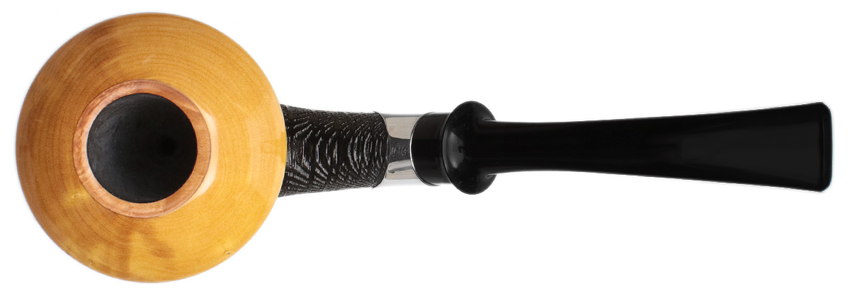 Tom Eltang Sandblasted Morta Calabash Set with Muskox Horn and Boxwood and Silver (Snail) (M)