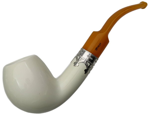 I.M.P. Meerschaum Smooth Bent Egg with Silver (with Case)