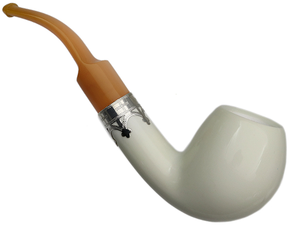 I.M.P. Meerschaum Smooth Bent Egg with Silver (with Case)