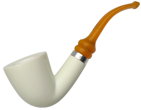 I.M.P. Meerschaum Smooth Bent Dublin with Silver (with Case and Churchwarden Stem)
