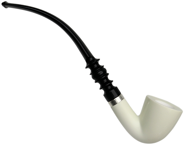I.M.P. Meerschaum Smooth Bent Dublin with Silver (with Case and Churchwarden Stem)