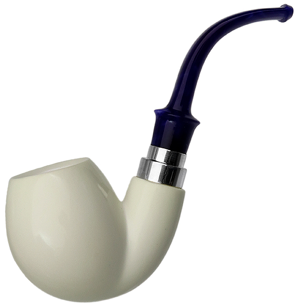 I.M.P. Meerschaum Smooth Bent Egg with Silver (with Case)