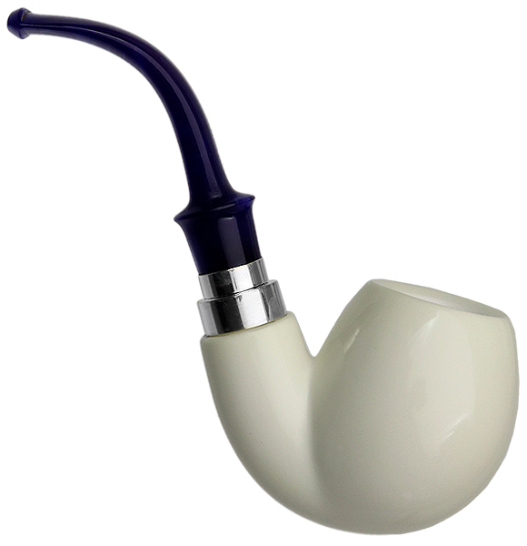 I.M.P. Meerschaum Smooth Bent Egg with Silver (with Case)