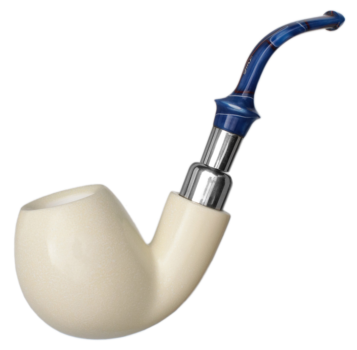 IMP Meerschaum: Smooth Bent Egg with Silver (with Case) Tobacco 