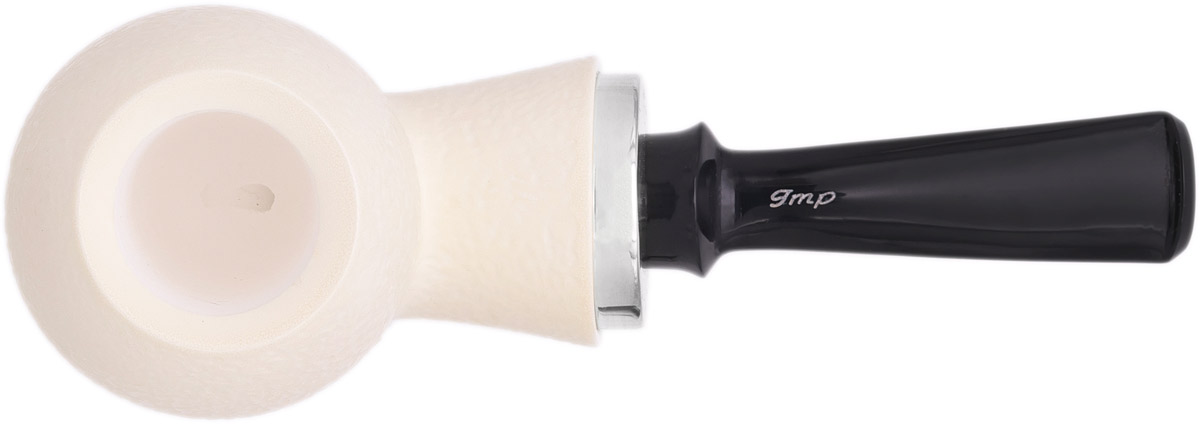 I.M.P. Meerschaum Rusticated Reverse Calabash Bent Egg with Silver (with Case and Extra Stem)