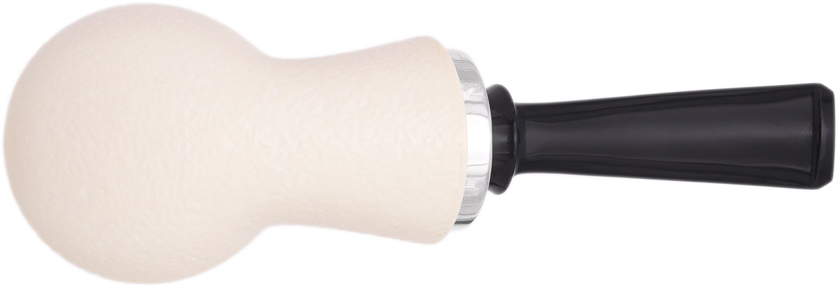 I.M.P. Meerschaum Rusticated Reverse Calabash Bent Egg with Silver (with Case and Extra Stem)