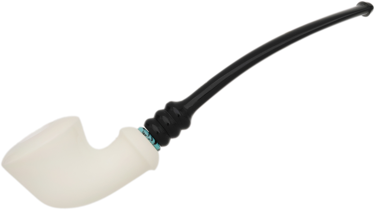 I.M.P. Meerschaum Smooth Bent Dublin with Silver (with Case and Churchwarden Stem)