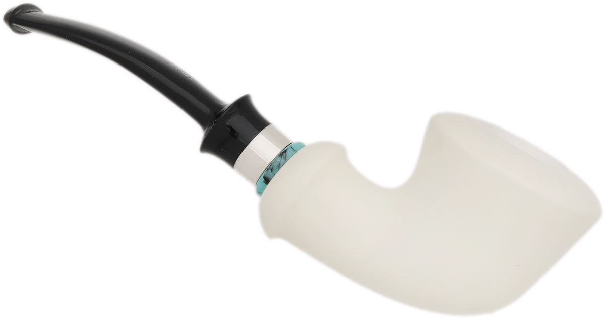I.M.P. Meerschaum Smooth Bent Dublin with Silver (with Case and Churchwarden Stem)
