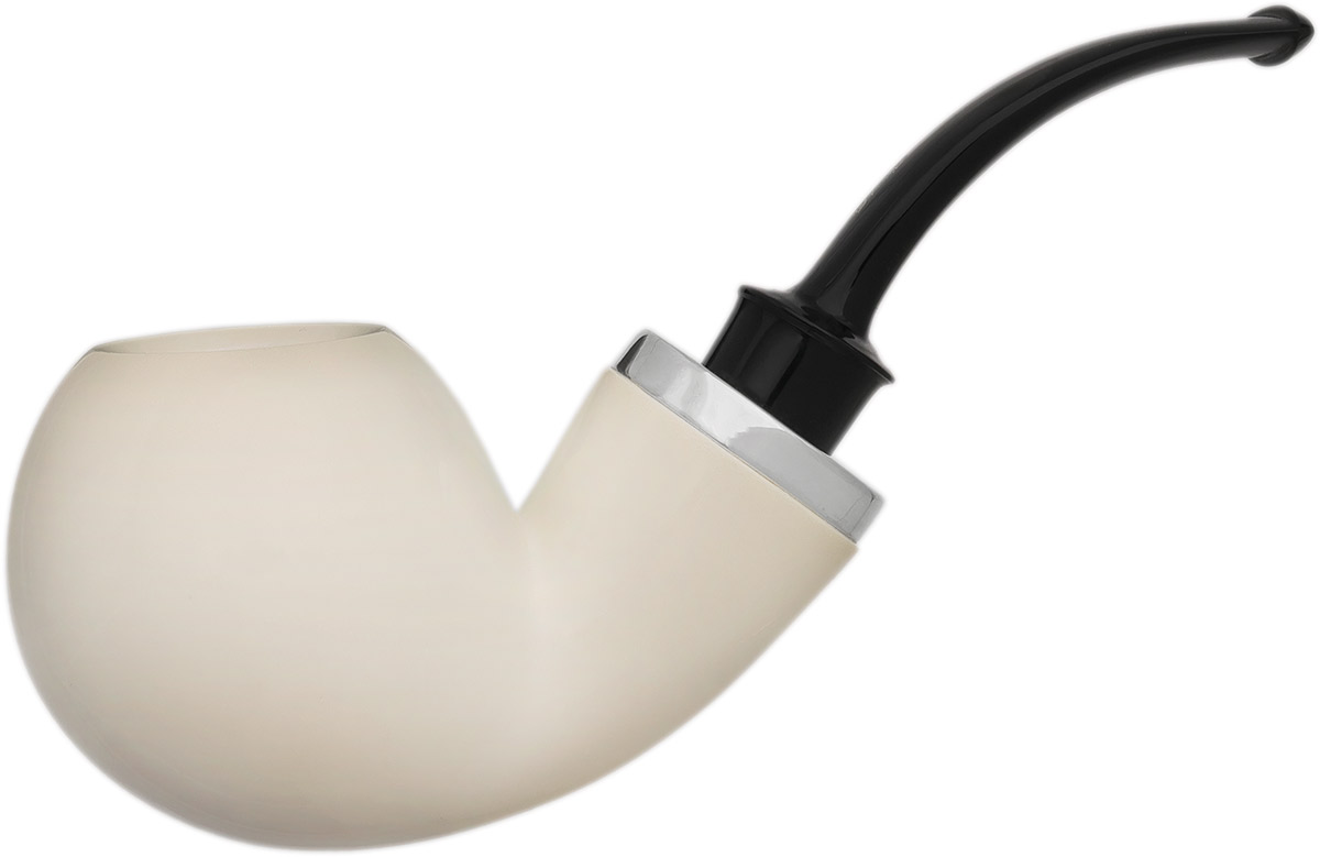 I.M.P. Meerschaum Smooth Reverse Calabash Bent Apple with Silver (with Case)