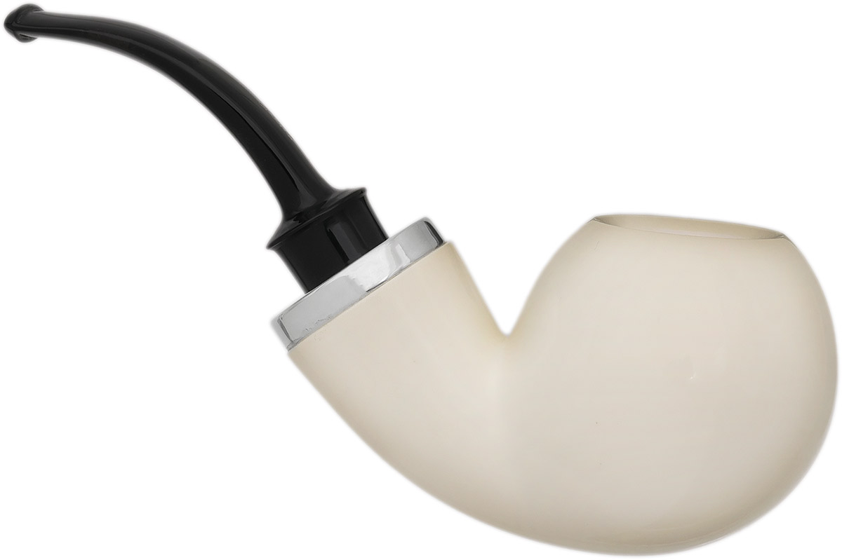 I.M.P. Meerschaum Smooth Reverse Calabash Bent Apple with Silver (with Case)