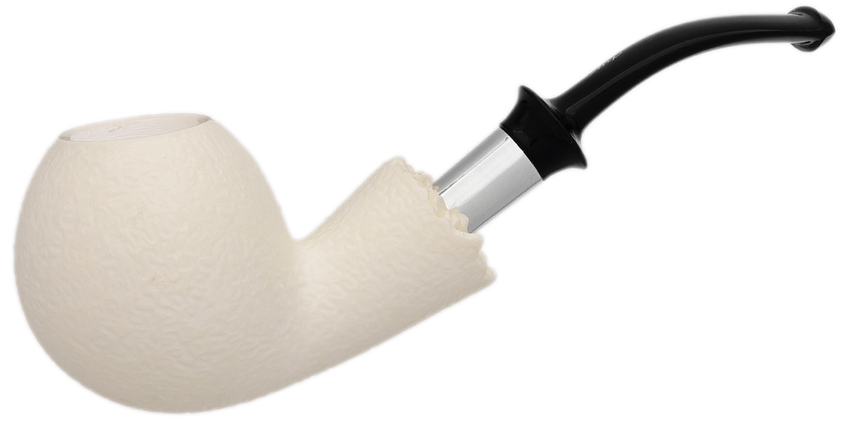 I.M.P. Meerschaum Rusticated Bent Apple with Silver (with Case)
